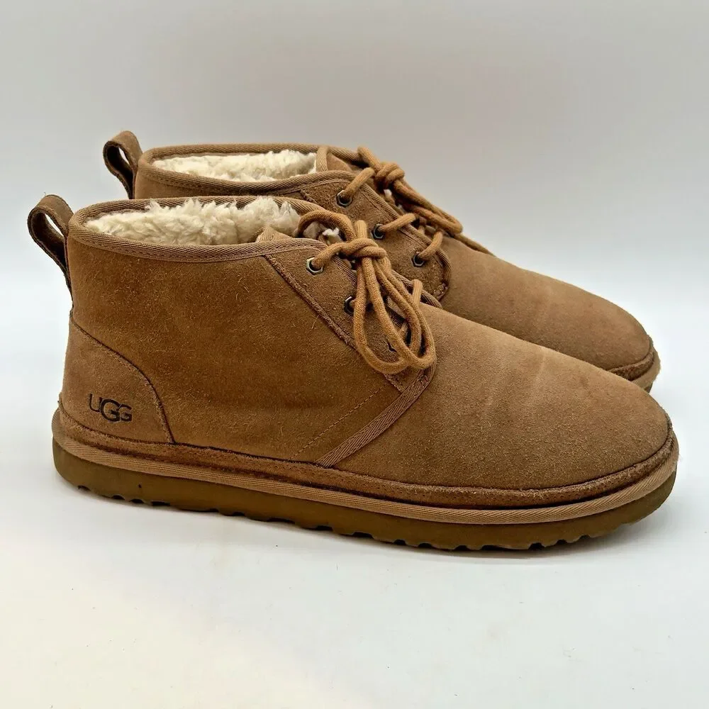 UGG Neumel Chukka Boots Men's 13 Tan Suede Sheepskin Lined Lace Up Ankle Desert